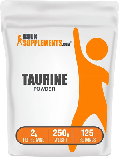 Bulksupplements Taurine Powder - Gluten Free, 2G per Serving - 250 Grams (8.8 Oz) - 125 Servings